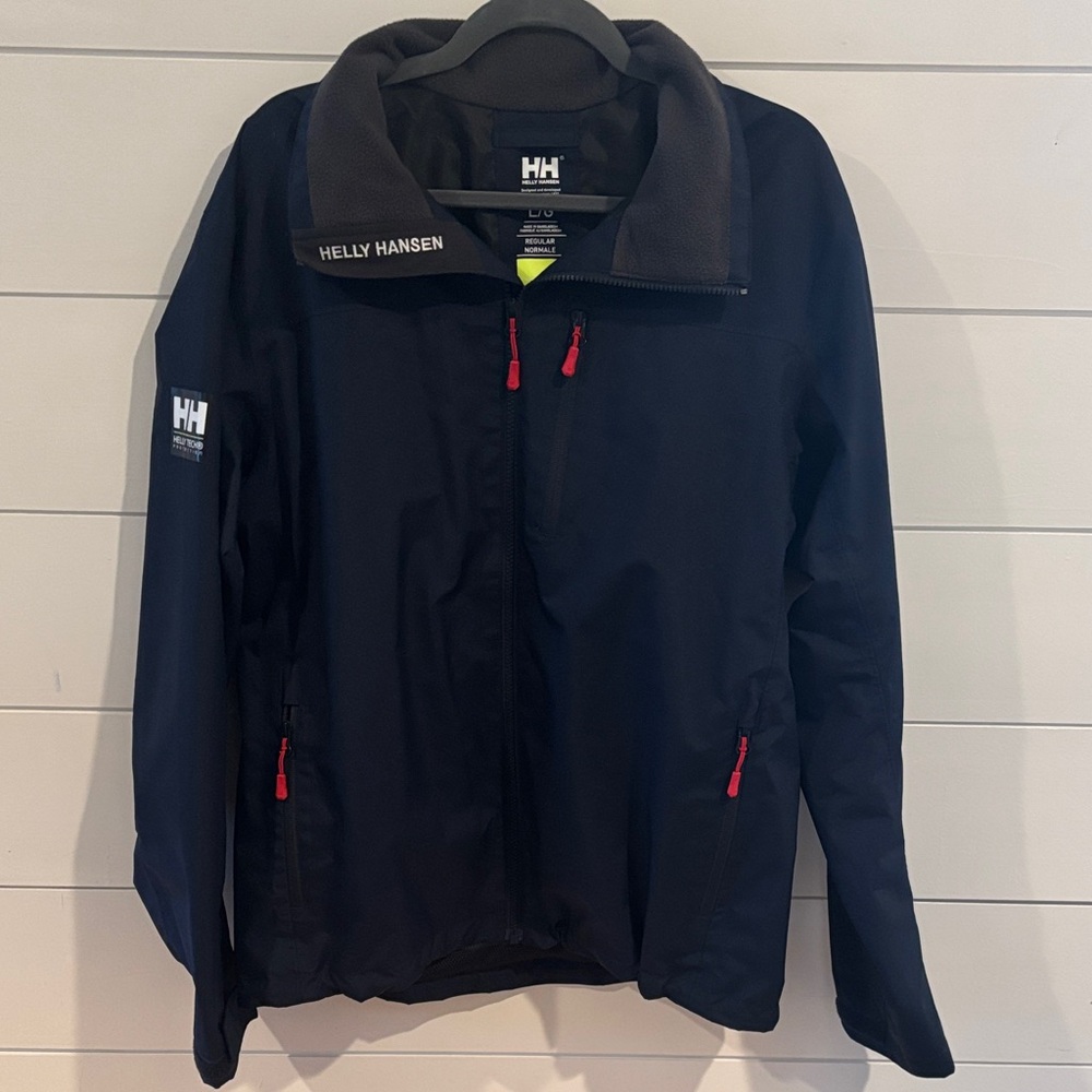 Helly Hansen Men's Navy Raincoat with Red Accents